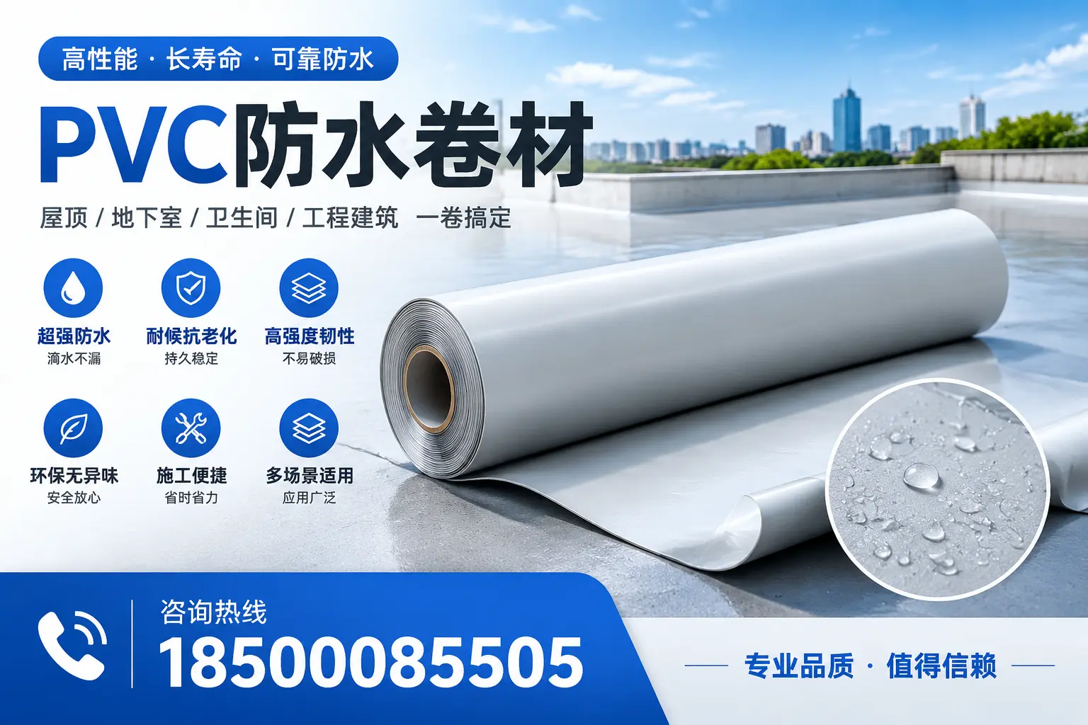 PVC防水卷材的防水效果评测,适合常德的科学依据
